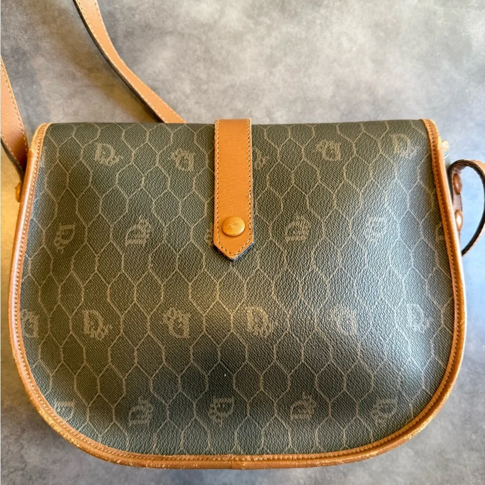 Dior VINTAGE Honeycomb Monogram Saddle Crossbody, Christian Dior